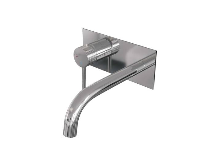 Brauer Chrome Carving Inbouw Wastafelmengkraan met Gebogen Uitloop en Afdekplaat Model A2 Chroom