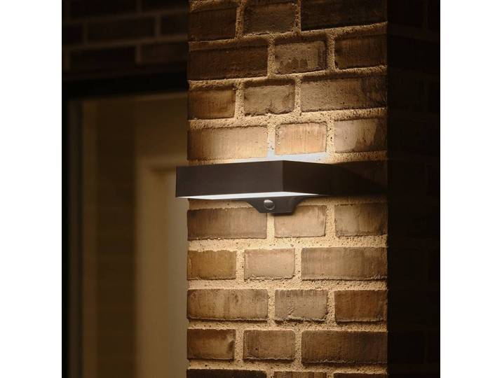 Nordlux LED-Solar-Außenwandleuchte Monay Square schwarz IP44, schwarz, Kunststoff, Skandinavisch, Solarleuchte außen