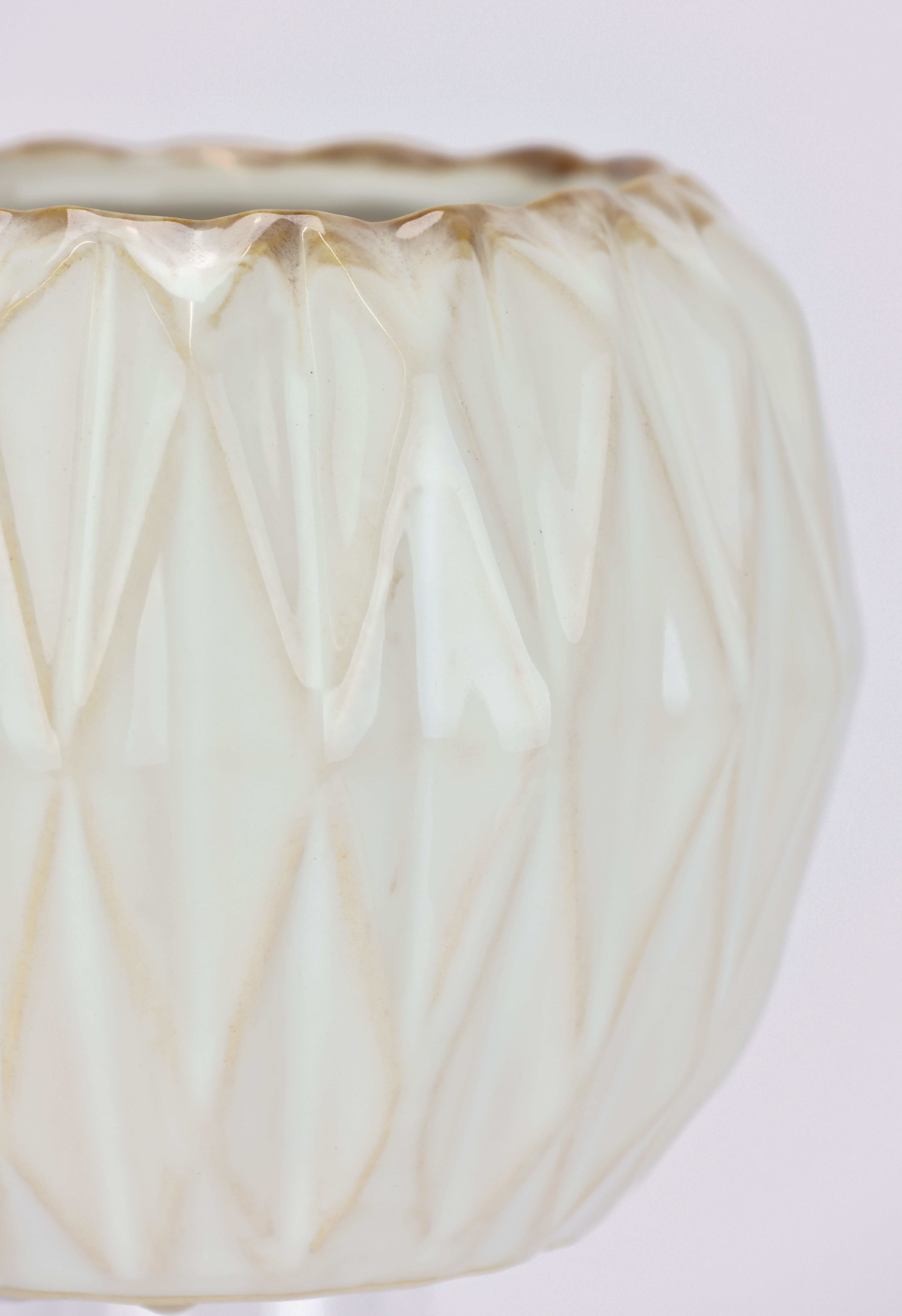 Dekovase I.GE.A. "Keramik-Topf", beige (creme), B:12cm H:10cm, Keramik, Vasen, Dekovase, Blumentopf geriffelt Zylinderform Übertopf Keramikvase Deko Dekovase creme B/H/T: 12cm x 10cm