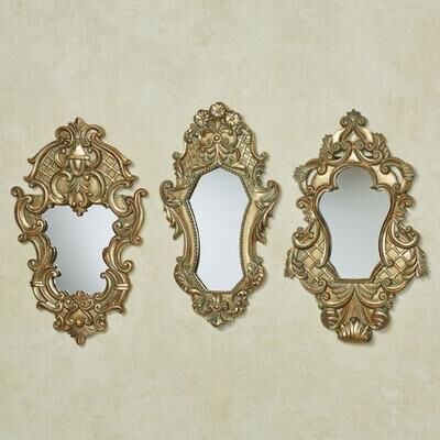 Touch of Class Lattice Scroll Accent Wall Mirrors Autumn Gold Set of Three, Set of Three, Autumn Gold