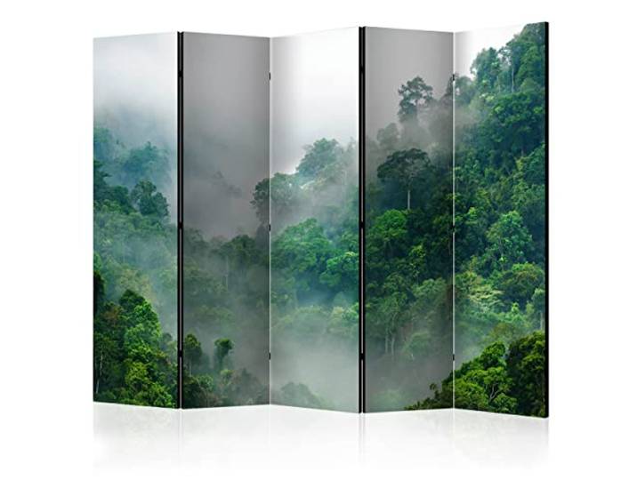 decomonkey Paravent Raumteiler Innen Wald, 225x172 cm, 5-teilig, Einseitig Baum, Natur, Botanik, Wohnzimmer, Room Divider, Wall, Raumteiler Stehend, Trennwand, Sichtschutz, Spanische Wand, Holz
