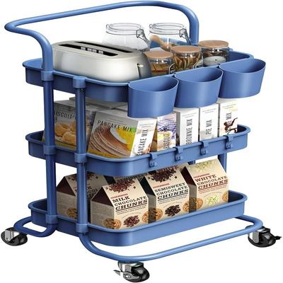 No "3 Tier Rolling Utility Cart Storage Shelves Multifunction Storage Trolley Service Cart - 16.9""D x 14.2""W x 34""H"