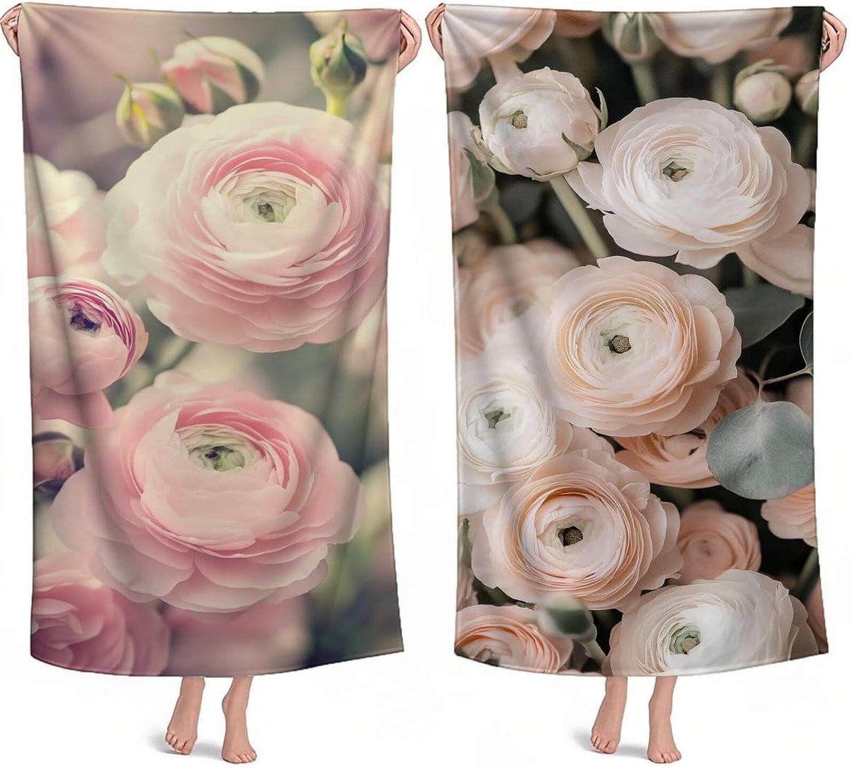 XXL Microvezel Handdoek met Bloemenprint - Sneldrogend en Zandvrij Strandlaken - 80 x 180 cm