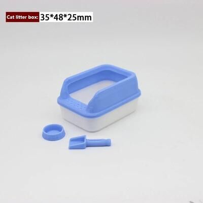 Inspire Select 3pcs Mini Dollhouse Cat Litter Box Set Miniature Pet Supplies With Shovel Accessories sky Blue