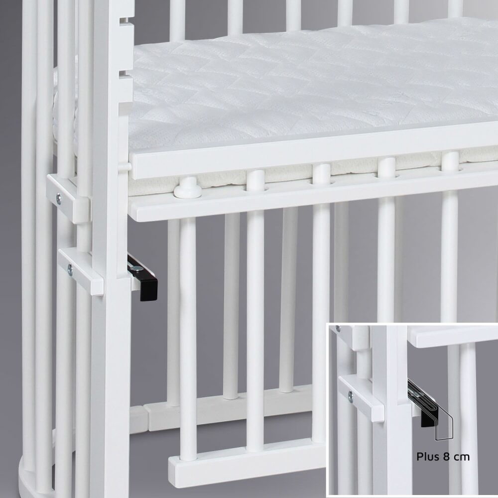 BABYBAY Grand lit berceau cododo blanc avec matelas - maxi comfort + Blanc 96x79x57cm
