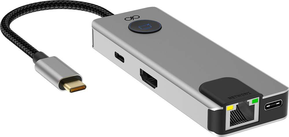 Force Power Lite USB-C hub 7-in-1 met PD 100W, HDMI, RJ45, USB-A en USB-C, grijs