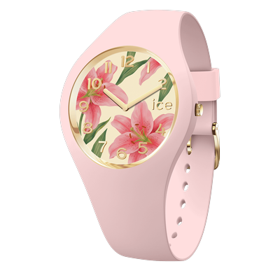 Quarzuhr ICE-WATCH "ICE flower", rosa, Armbanduhren, Damen, Quarzuhr, Armbanduhr, Damenuhr, Silikonarmband, analog