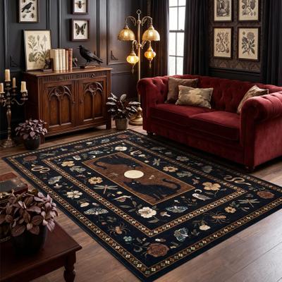 Garvee Black Cat Moon Area Rug