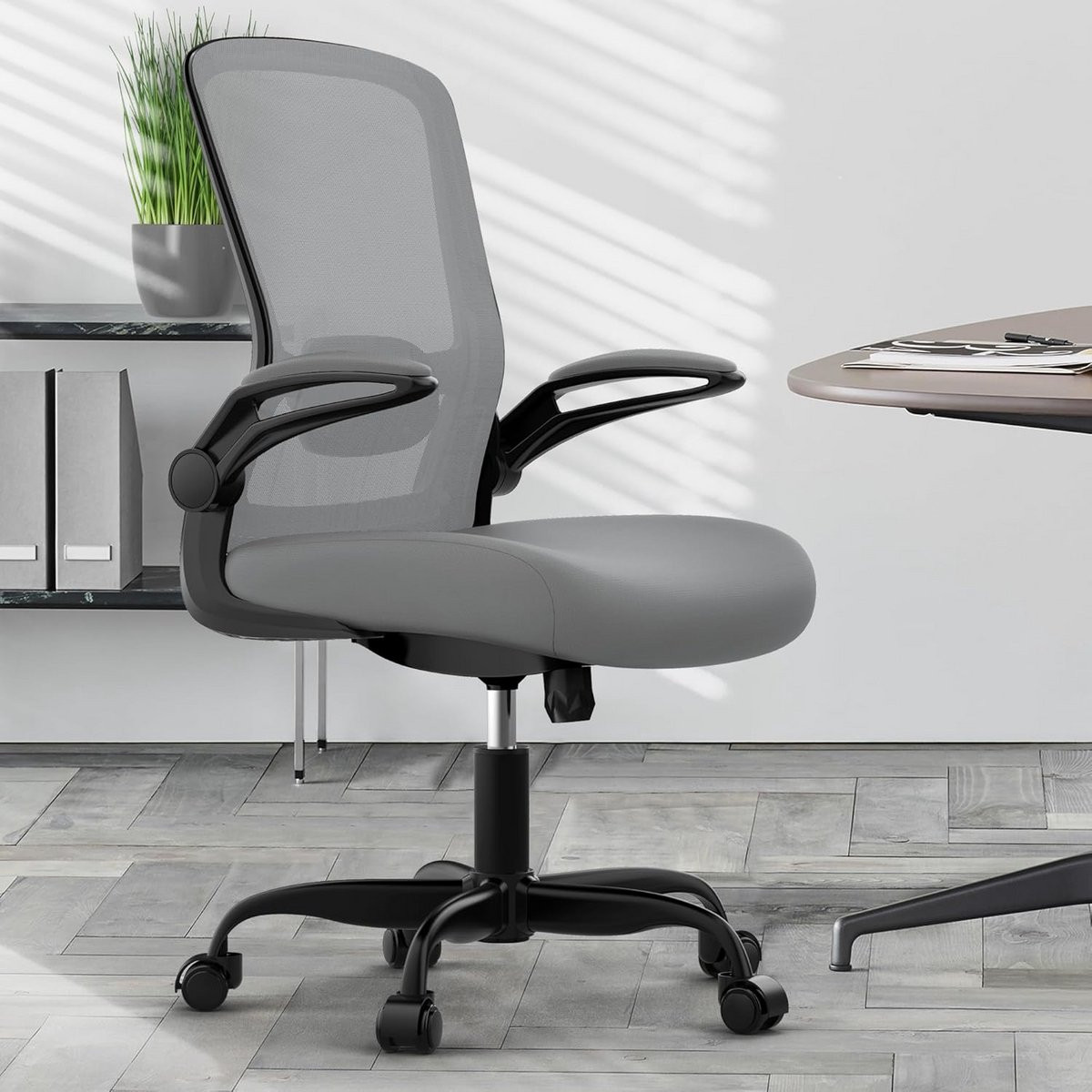 Ergonomische Bureaustoel met Luxe Lendensteun en Inklapbare Armleuningen