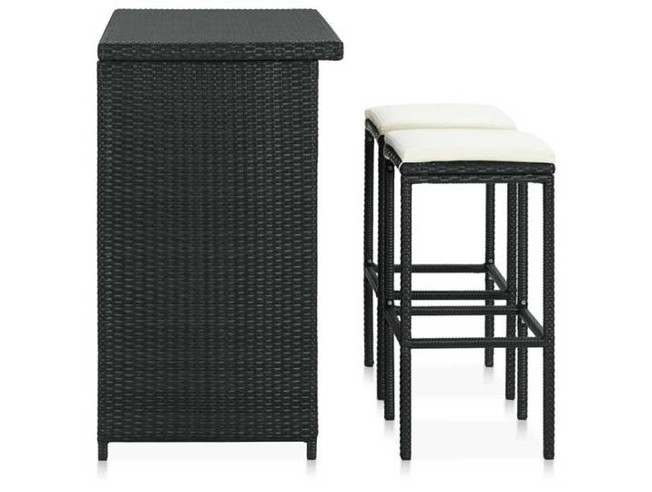Remise Ensemble de bar 3 pcs Ensemble Table Haute avec 2 Tabourets Résine tressée Noir JILIMAISON2025 46604599