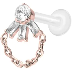 PTFE Labret mit Innengewinde + Titan-Aufsatz LOTUSBLÜTE + KETTE