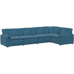 vidaXL Modulares Sofa mit Kissen Samt Blau
