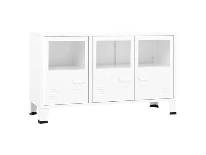 vidaXL Industrial Sideboard Weiß 105x35x62 cm Metall und Glas