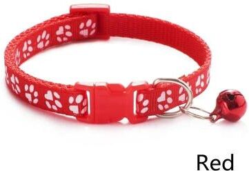 Uplift Picks Colorful Paw Print Adjustable Pet Collar With Bell red