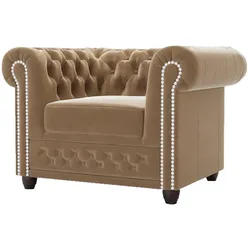 CHESTERFIELD-SESSEL Nyx Beige Samt