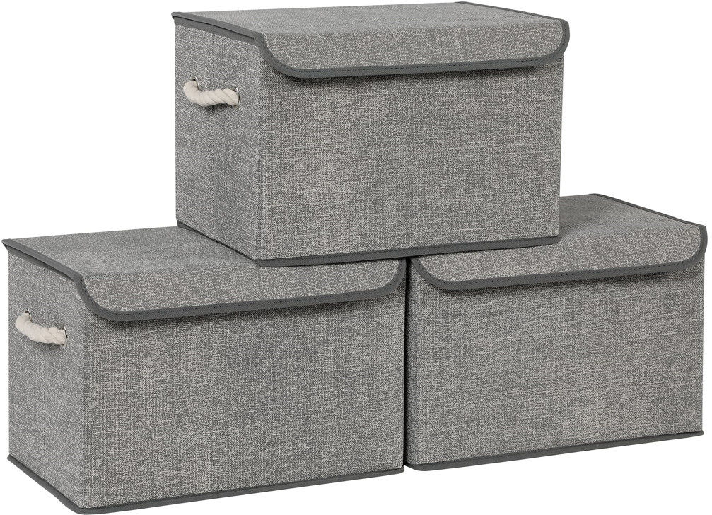 Longshore Tides Fabric Decorative Bin Gray