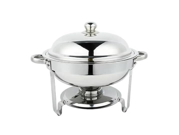 Rundes Chafing Dish-Buffet-Set, Edelstahl Buffetherd Runde Buffetservierer und -wärmer mit Abdeckungen for Partypicknick(6L)