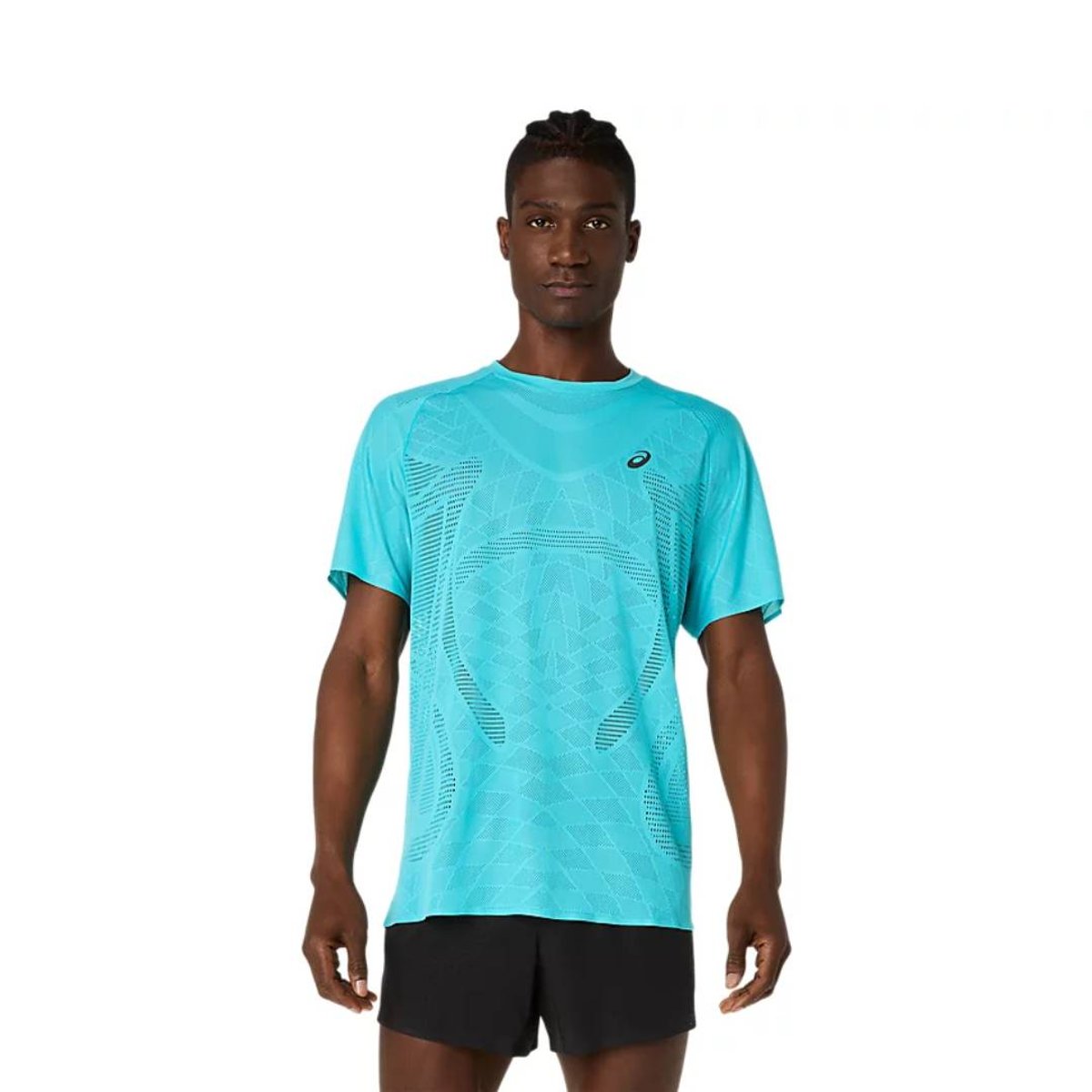 Camiseta Asics Metarun Manga Curta Azul, Tamanho XS. Homem