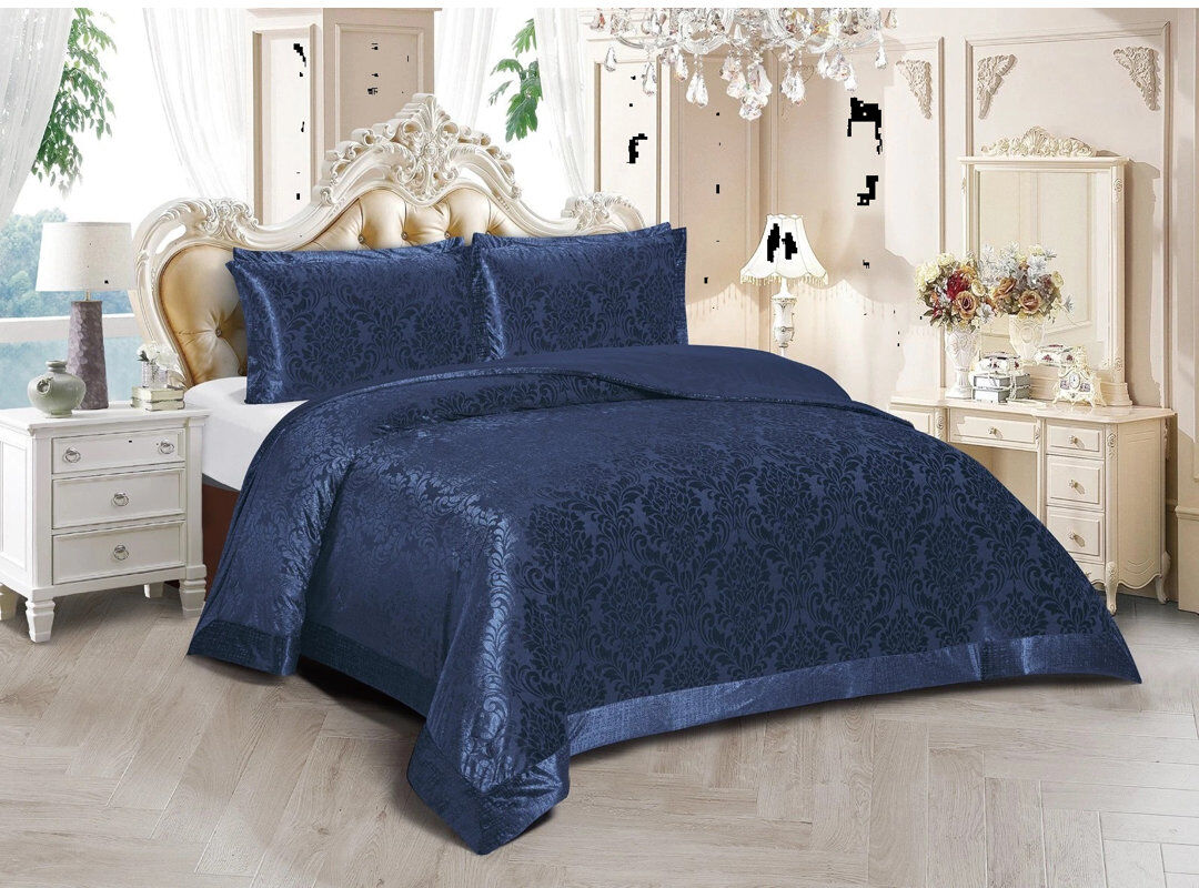 ZASH LONDON Microfiber Bedspread with Pillow Shams Included Blue Double Bedspread + 2 Standard Shams