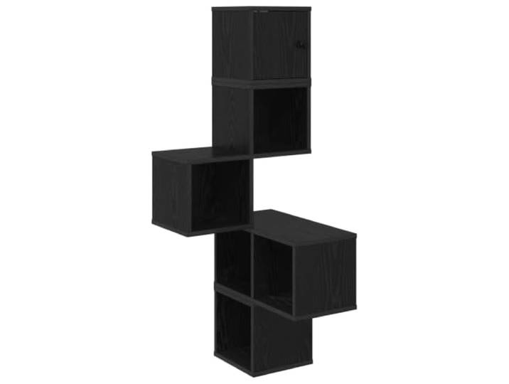 GHVBNMF Wand-Eckregal Schwarze Eiche 48 x 48 x 120 cm Holzwerkstoff Platzsparendes Eckregal mit 7 Fächern für Wohnzimmer, Schlafzimmer und Büro, wandmontierte Ablage aus Holzwerkstoff.