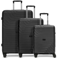 Redolz Essentials 05 3-SET 4 Rollen Kofferset 3-teilig, Koffer, Schwarz
