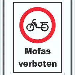 HB-Druck Schild Verbot Mofas A4 Rückseite selbstklebend
