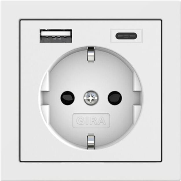 Gira Schutzkontaktsteckdose Typ F 16A 250V USB-Spannungsversorgung 2fach (245970)
