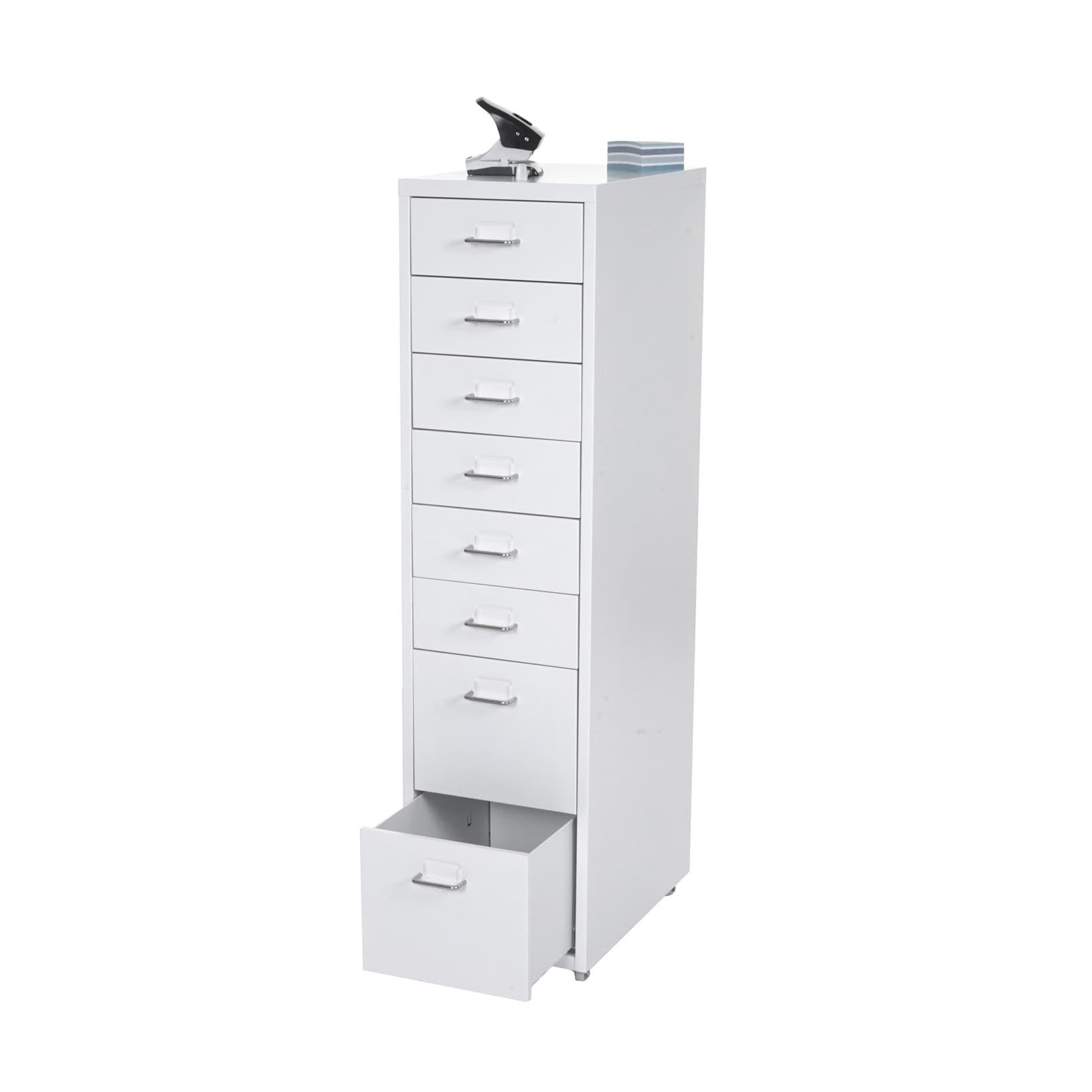 Rollcontainer Preston T851, Schubladenschrank Stahlschrank, 110x28x41cm 8 Schubladen ~ weiß