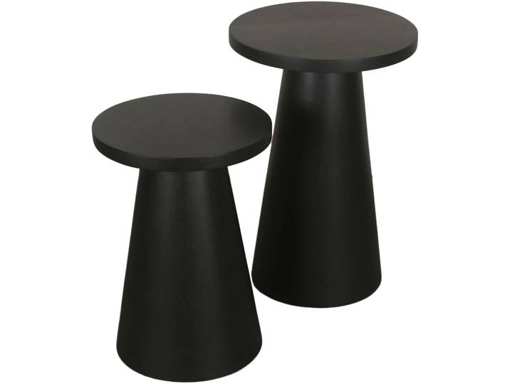 Beistelltisch BYLIVING Cone , schwarz (schwarz, schwarz, schwarz), H:60cm, Tische, Beistelltisch, aus Massivholz in schwarz oder white wash, verschiedenen Größen