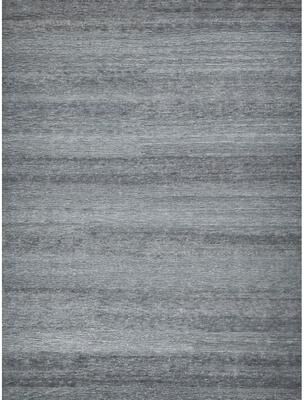 EXQUISITE RUGS Merino Wool Hand-knotted Dark Grey Area Rug.