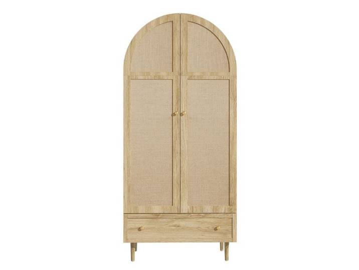 Armoire avec tiroirs portes en bois recouvertes de tissu de lin grand espace de rangement armoire solution de rangement moderne