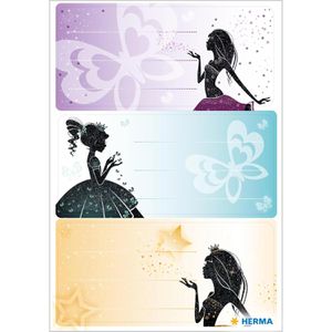 Herma Buchetiketten 1908 Vario, Sweet Princess, 76 x 35mm, beglimmert, 9 Etiketten, 9 Stück