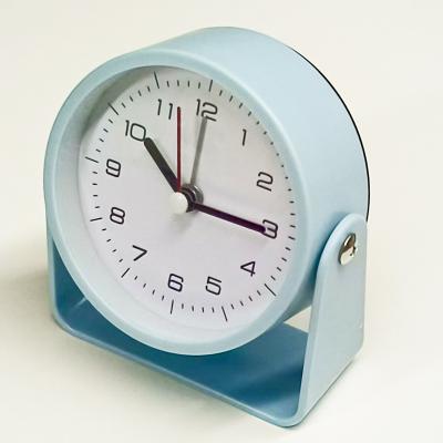 Daily Discovery Silent Alarm Clock Mini Desk Clock Minimalist Quartz Bedside Clock For Bedroom Office Study light Blue