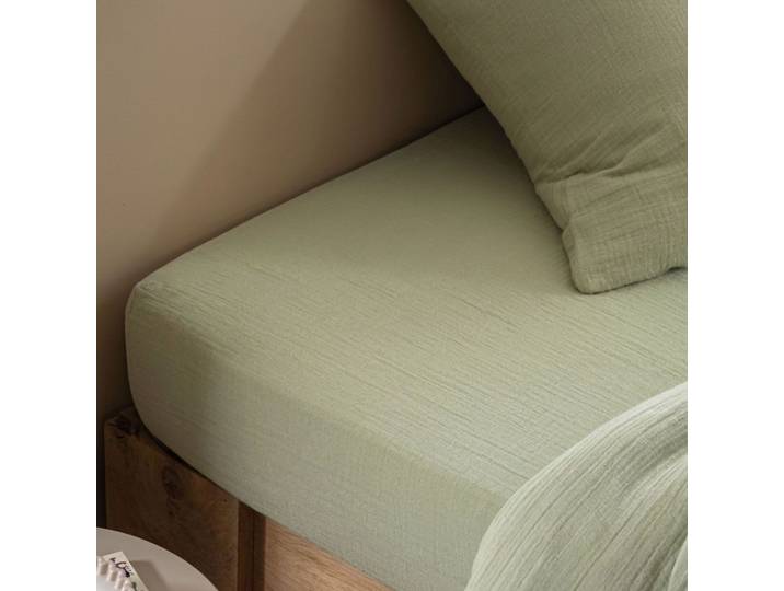 Drap housse 90x190 coton vert Terre de Nuit