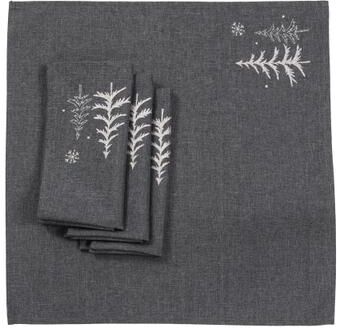 Manor Luxe Snowing Forest 20 by 20-Inch Christmas Napkins, Set of 4, DarkGray
