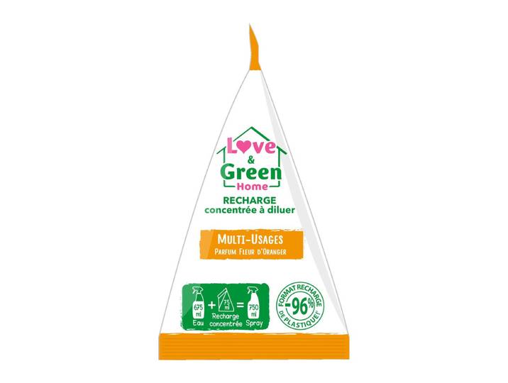 LOVE&GREEN Home Recharge concentrée à diluer de spray multi-usage parfumé Fleur d'Oranger - 75 ml
