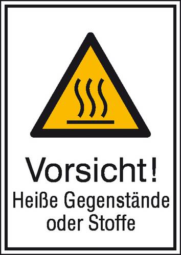 Warn-Kombischild Vorsicht! Heiße Gegenstände oder Stoffe Aluminium (B x H) 131mm x 185mm ISO 7010 1St.
