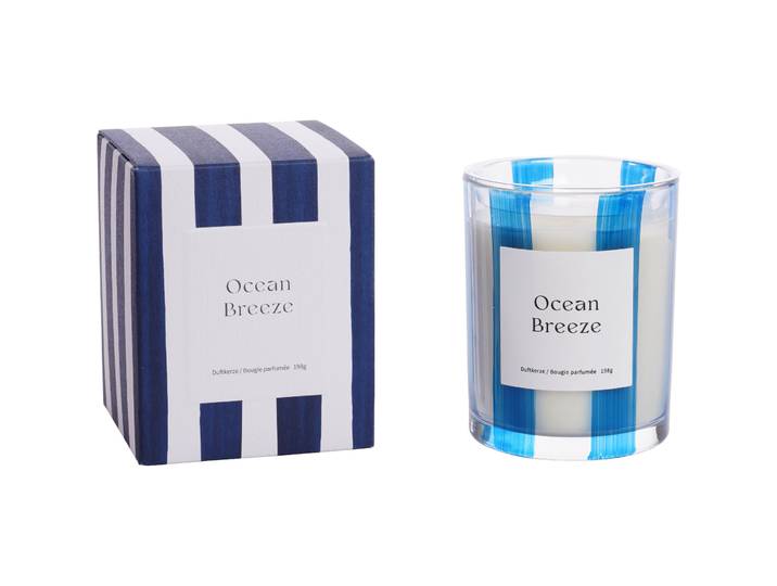 Duftkerze Milena Ocean Breeze blau Brenndauer 40h - Material: Glas