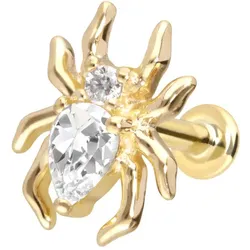 14 Karat Gold Labret mit Innengewinde MOISSANIT-SPINNE