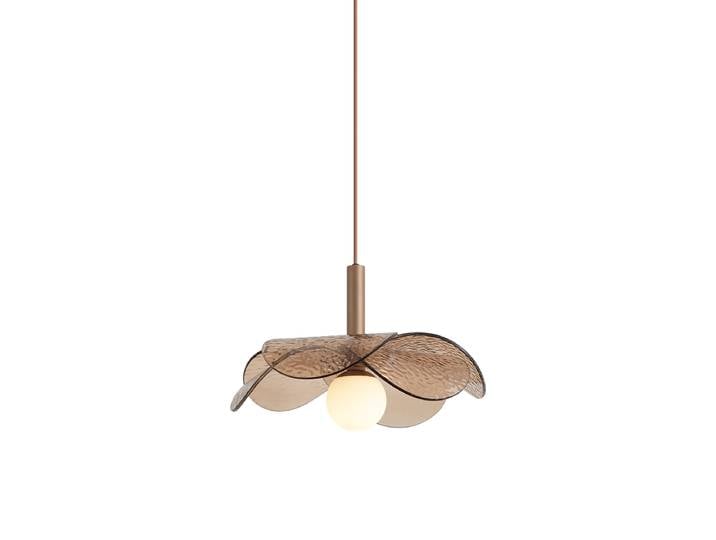 Suspension design bronze foncé avec verre ambré - Kemner