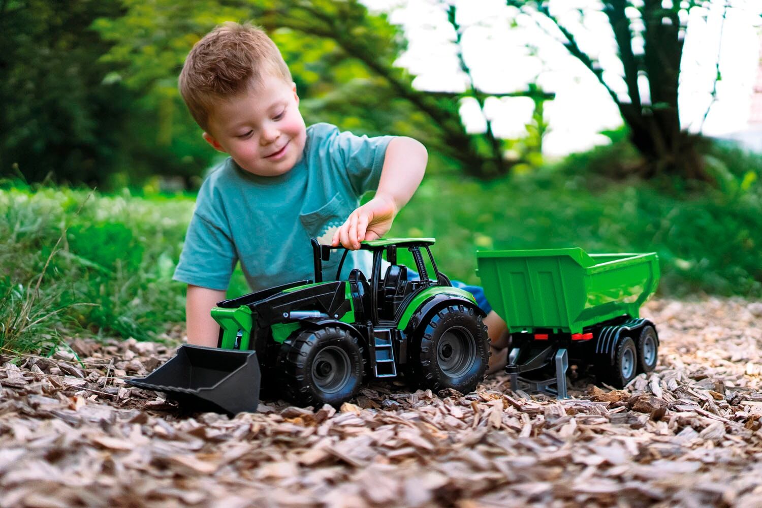 Spielzeug-Traktor LENA "Worxx Traktor Deutz-Fahr Agrotron 7250 TTV mit Anhänger", bunt, Spielzeugfahrzeuge, Kinder, Kunststoff, Spielzeug-Traktor, Made in Europe