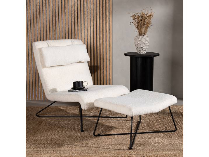 Loungesessel Laconia Weiß Teddystoff 65 x 88 x 88cm