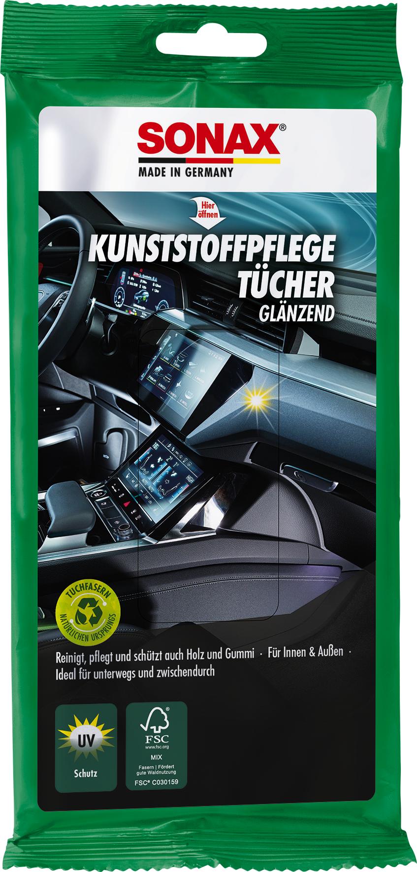 Sonax Kunststoffpflegemittel Kunststoff-Pflegetücher Glänzend [10 Stk.] 04151000 0.05l