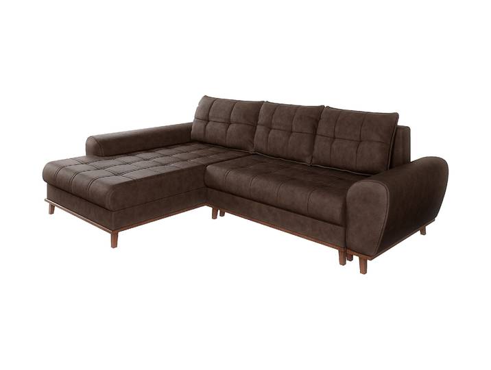 Ecksofa mit Schlaffunktion Bettkasten in Leder-Optik Mikrofaser Vintage Braun / 21018