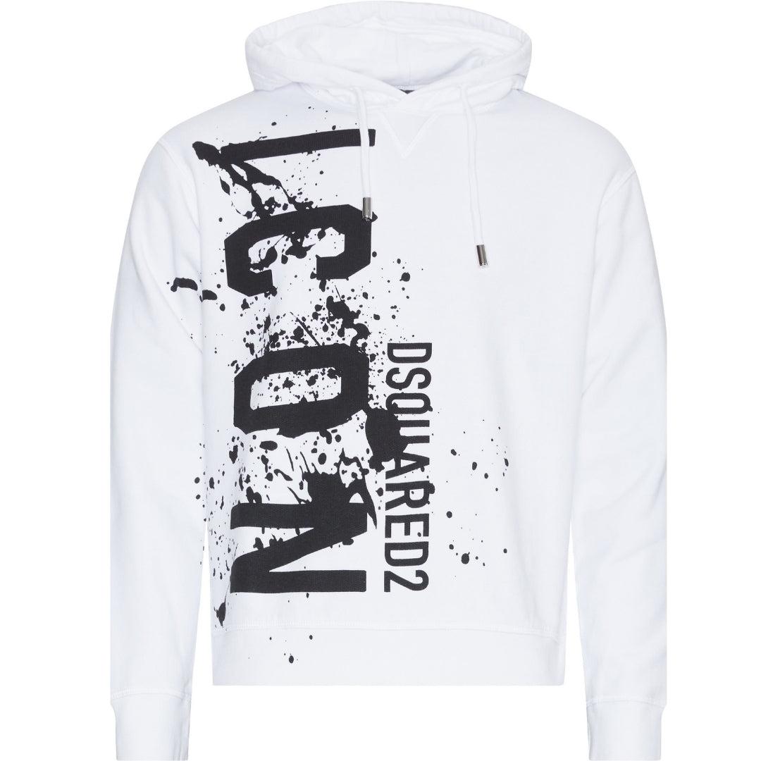 Dsquared2 Cool Fit Icon Splash-logo witte hoodie