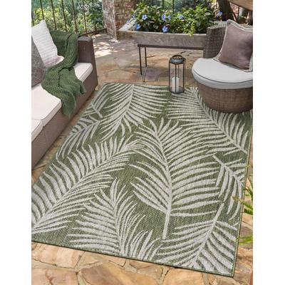 Outdoorteppich "Autumn", beige (beige,grün), B:140cm H:8mm L:200cm, Polypropylen, MYFLAIR MÖBEL & ACCESSOIRES, Teppiche, Outdoorteppich, Wendeteppich, Blätter Motiv, Outdoor geeignet, Balkon, Terrasse
