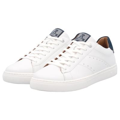 Sneaker RIEKER SPORT, Herren, Gr. 41, Leder, bunt (weiß, dunkelblau), Schuhe Sneaker, mit Leder-Innenfutter, Freizeitschuh, Halbschuh, Schnürschuh