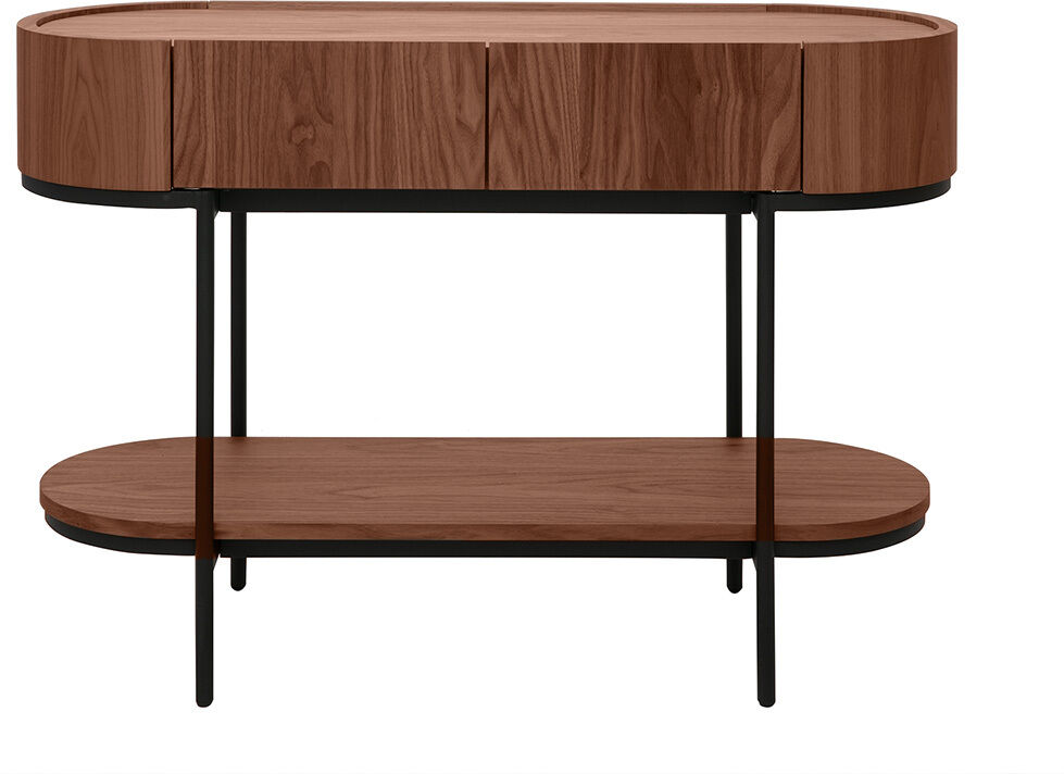 Miliboo Console design avec tiroirs en bois foncé noyer et métal noir L110 cm SKYE