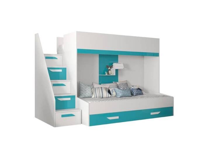 Lit superposés pour chambre enfant - Hartford 356 - Blanc - 247x95x167cm