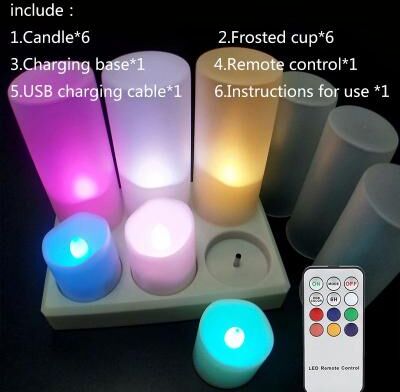 Uplift Treasures USB Rechargeable LED Flameless Candles With Remote And Timer rgb With Base Luxury